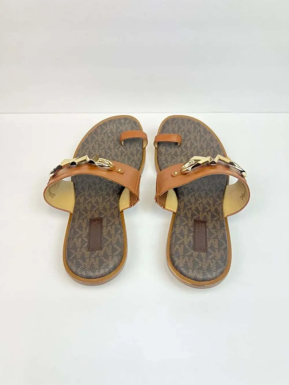Michael Kors Rory Flat Thong Sandals in Brown Signature Logo Canvas